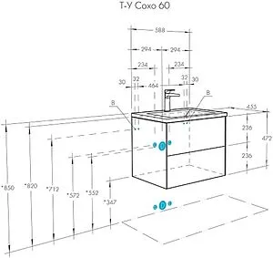 Тумба-умывальник подвесная Aquaton Сохо 60 графит софт/дуб веллингтон 1A2580K1AJA00 Тумба-умывальник подвесная Aquaton Сохо 60 графит софт/дуб веллингтон 1A2580K1AJA00, 2