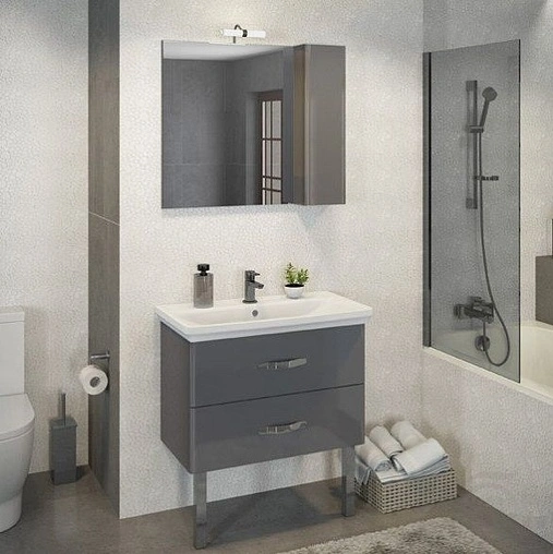 Шкаф-зеркало Comforty Рим 80 cерый 00003132547CF