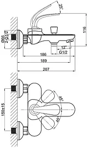 Смеситель для ванны D&K Venice Gondola хром DA1023241 Смеситель для ванны D&K Venice Gondola хром DA1023241, 2