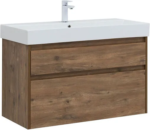 Тумба под умывальник Aquanet Nova Lite 100 (SLIM SYNERGY) дуб рустикальный 00249957