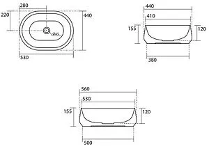 Раковина Kerasan F10 54 черный матовый 460531 Раковина Kerasan F10 54 черный матовый 460531, 2
