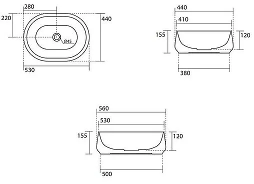 Раковина Kerasan F10 54 черный матовый 460531