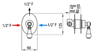 Смеситель для душа скрытого монтажа Bossini Retro бронза/белый Z002201.022 Смеситель для душа скрытого монтажа Bossini Retro бронза/белый Z002201.022, 3