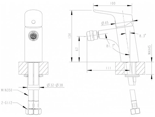 Смеситель для биде Bravat Drop хром F34898C