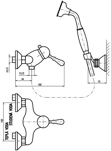 Смеситель для душа Rav Slezak Labe бронза/белый L081.5/2SM