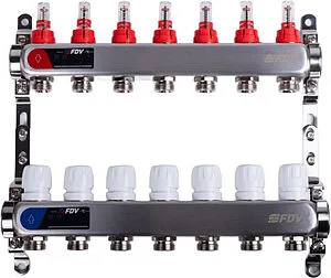 Группа коллекторная с расходомерами 7 отводов 1&quot;в/в x ¾&quot;ек FDV S1101A-1/7, 1