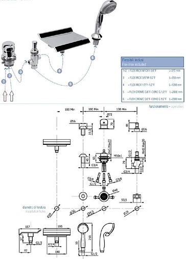 Смеситель на борт ванны на 4 отверстия Vega Piccolo хром 91А1735122