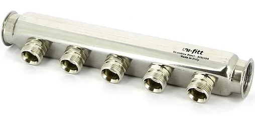 Коллектор распределительный проходной 5 отводов 1&quot;в/в x ¾&quot;ек Uni-fitt 430I4305