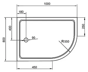 Поддон для душа Cezares Tray R550 TRAY-A-RH-100/80-550-15-W-L Поддон для душа Cezares Tray R550 TRAY-A-RH-100/80-550-15-W-L, 3