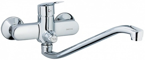 Смеситель для ванны с длинным изливом Swedbe Ares хром 1955 Смеситель для ванны с длинным изливом Swedbe Ares хром 1955