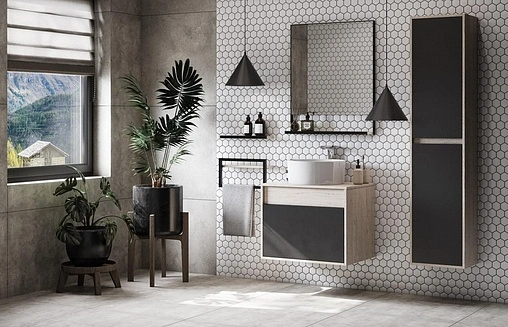 Тумба-умывальник подвесная Aquaton Лофт Урбан 65 графит/орегон 1A2540K3LQX60