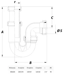 Сифон трубный для мойки Jimten S-31 006028 Сифон трубный для мойки Jimten S-31 006028, 2