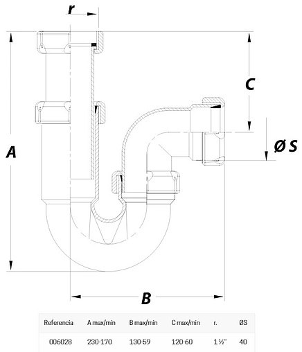 Сифон трубный для мойки Jimten S-31 006028