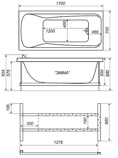 Ванна акриловая Triton Эмма 170x70 Н0000020136
