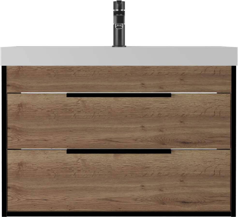 Тумба-умывальник подвесная Домино Alfa 80 дуб галифакс табак DA6105T+4670142930020, 4