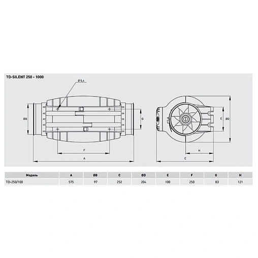 Вентилятор канальный Soler &amp; Palau TD-250/100 Silent T