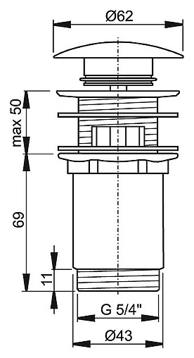 Выпуск автоматический для раковины с переливом AlcaPlast хром A392