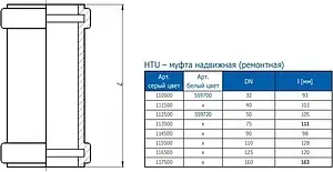 Муфта надвижная (ремонтная) внутренняя D=32мм Ostendorf HTU 110500, 2
