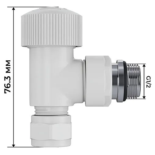 Комплект вентилей терморегулирующих угловых 15x1.0 x ½"н Royal Thermo Design Pro белый RATVXU11215WH