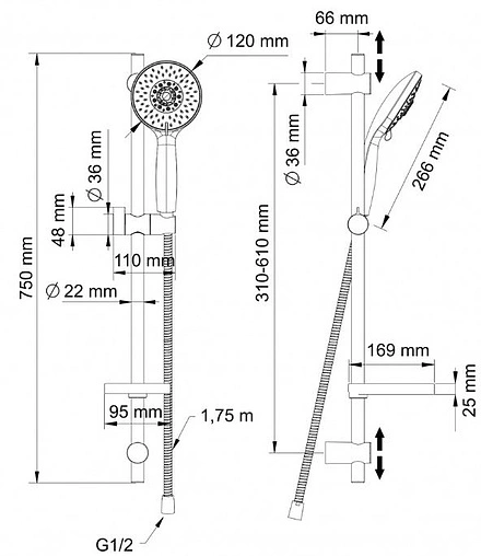 Душевая стойка Swedbe Calypso хром 5079
