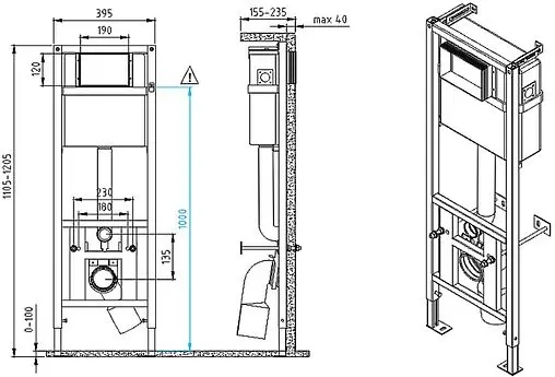 Комплект 6 в 1 Cersanit Crea Square CO DPL EO slim 64442 с кнопкой Estetica хром глянцевый