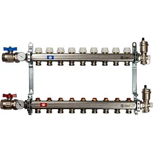 Группа коллекторная без расходомеров 9 отводов 1&quot;в/в x ¾&quot;ек Stout SMS 0912 000009, 1