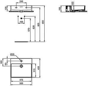 Раковина Ideal Standard Extra 50 белый T372601 Раковина Ideal Standard Extra 50 белый T372601, 2
