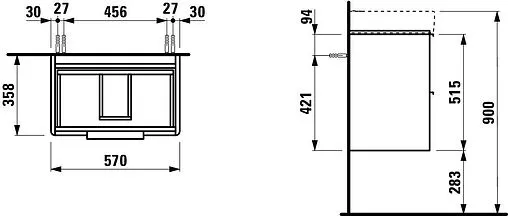Тумба под умывальник подвесная Laufen Base 60 белый матовый 4.0221.2.110.260.1