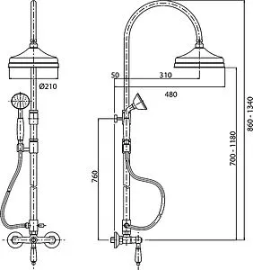 Душевая система со смесителем для душа Cezares Venezia бронза/белый VENEZIA-CD-02-Bi Душевая система со смесителем для душа Cezares Venezia бронза/белый VENEZIA-CD-02-Bi, 2