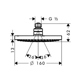 Лейка верхнего душа Hansgrohe Croma 160 1jet хром 27450000, 2