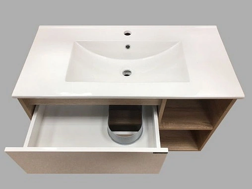 Тумба-умывальник подвесная Comforty Гамбург 90 белый/дуб сонома 00004142225CF