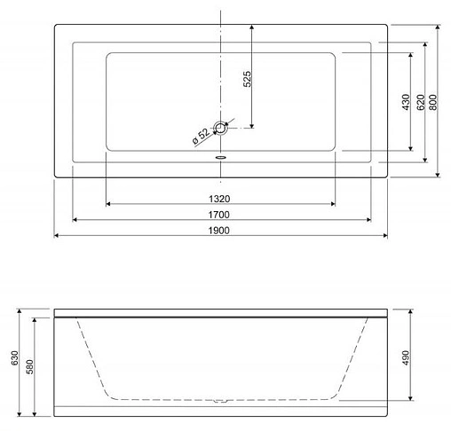 Ванна акриловая Cezares Plane 180x90