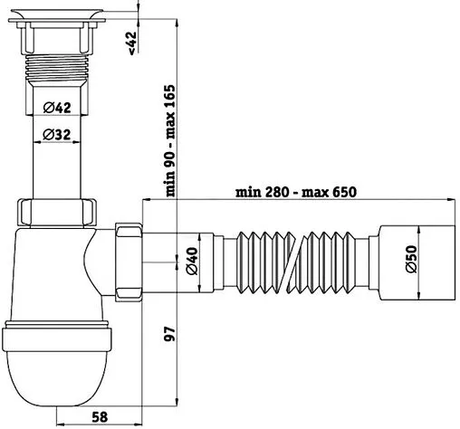 Сифон бутылочный для раковины Ани Пласт белый C5010 Сифон бутылочный для раковины Ани Пласт белый C5010