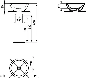 Раковина Ideal Standard Strada 42 белый K078301 Раковина Ideal Standard Strada 42 белый K078301, 2