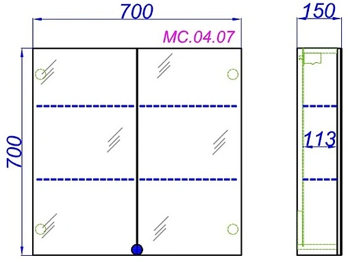 Шкаф-зеркало Aqwella MC 70 белый МС.04.07