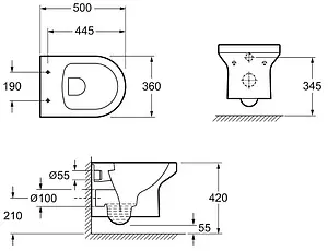 Комплект 5 в 1 Jacob Delafon Elite E21742RU-00 с кнопкой E4316-CP хром глянцевый, 3
