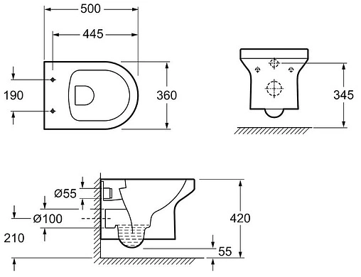Комплект 5 в 1 Jacob Delafon Elite E21742RU-00 с кнопкой E4316-CP хром глянцевый