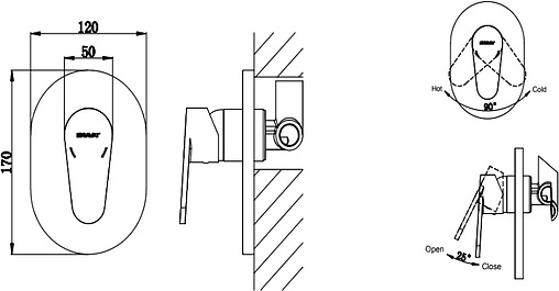Смеситель для душа скрытого монтажа Bravat Eler хром FB848238CP-RUS