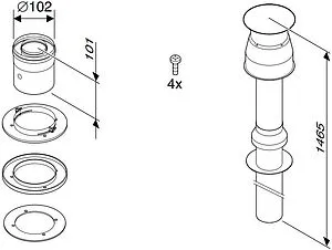 Комплект дымохода Ø 60/100мм L=1465мм Buderus 7747380034, 2