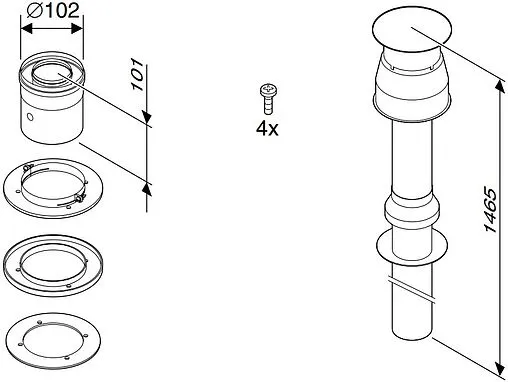 Комплект дымохода Ø 60/100мм L=1465мм Buderus 7747380034