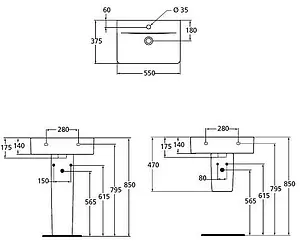 Раковина Ideal Standard Connect Cube 55 белый E788601 Раковина Ideal Standard Connect Cube 55 белый E788601, 2