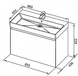 Тумба-умывальник подвесная Aquanet Йорк 85 белый 00202092+ Тумба-умывальник подвесная Aquanet Йорк 85 белый 00202092+, 2
