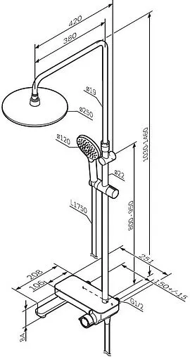 Душевая система со смесителем для ванны Am.Pm Like чёрный матовый F0780722 Душевая система со смесителем для ванны Am.Pm Like чёрный матовый F0780722