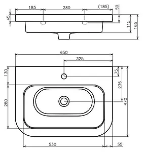 Раковина Ravak Chrome 65 белый XJG01165000 Раковина Ravak Chrome 65 белый XJG01165000, 2