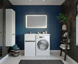 Тумба-умывальник напольная над стиральной машиной Aquaton Лондри 105 L белый 1A2360K1LH010, 4