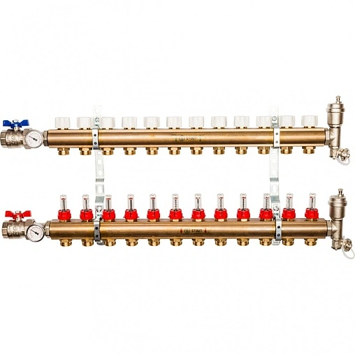 Группа коллекторная с расходомерами 12 отводов 1&quot;в/в x ¾&quot;ек Stout SMB 0473 000012