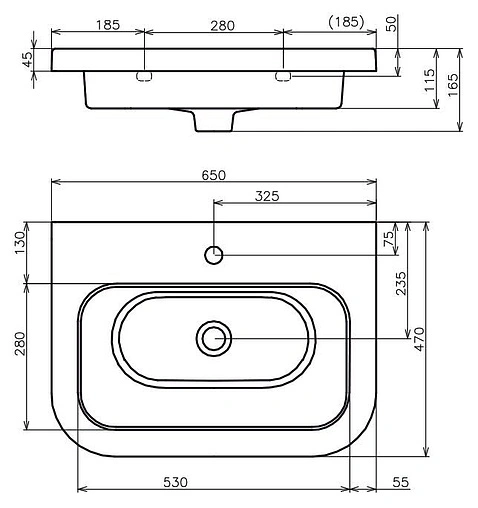 Раковина Ravak Chrome 65 белый XJG01165000
