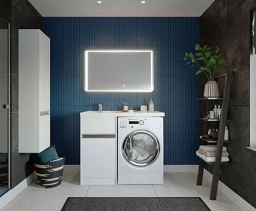 Тумба-умывальник напольная над стиральной машиной Aquaton Лондри 105 L белый 1A2360K1LH010