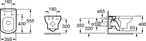 Унитаз подвесной Roca Dama Senso белый 346517000 Унитаз подвесной Roca Dama Senso белый 346517000