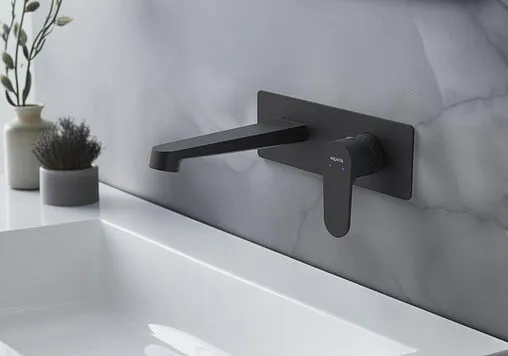 Смеситель для раковины из стены Aquatek Оберон чёрный матовый AQ1213MB